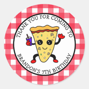 Sticker Rond Pizza d'anniversaire personnalisée 