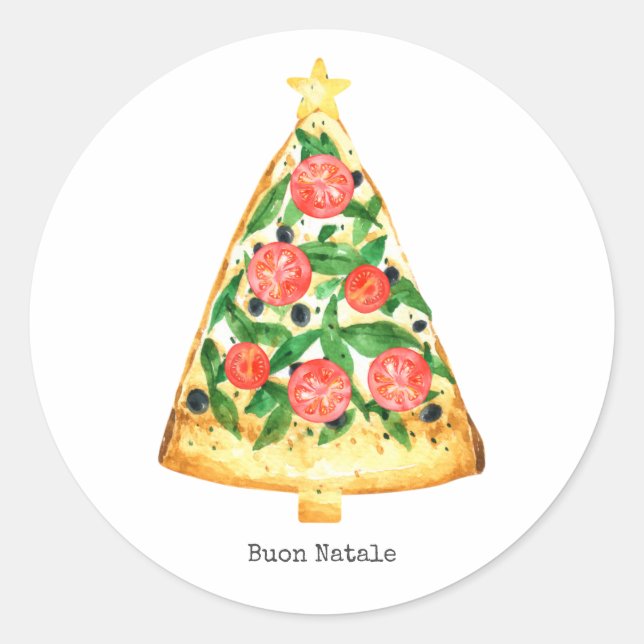Sticker Rond Pizza de Noël italien de Buon Natale (Devant)