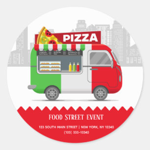 Sticker Rond Pizza de rue pour camion de nourriture