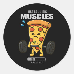 Sticker Rond Pizza Deadlift Gym Rat Installation Muscle Lifting