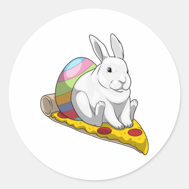 Sticker Rond Pizza d'oeuf de Pâques Bunny (Devant)