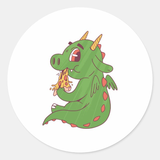 Sticker Rond Pizza Dragon Bébé (Devant)