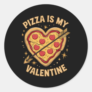 Sticker Rond Pizza Est Ma Saint-Valentin Amusement Célébration
