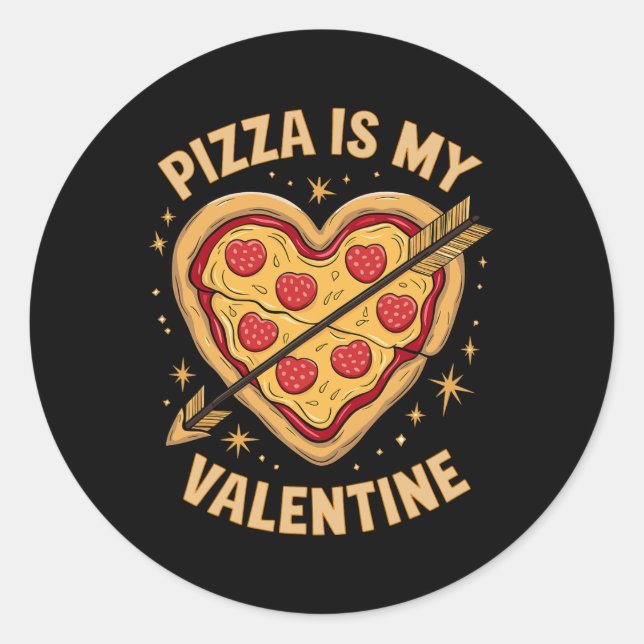 Sticker Rond Pizza Est Ma Saint-Valentin Amusement Célébration  (Devant)