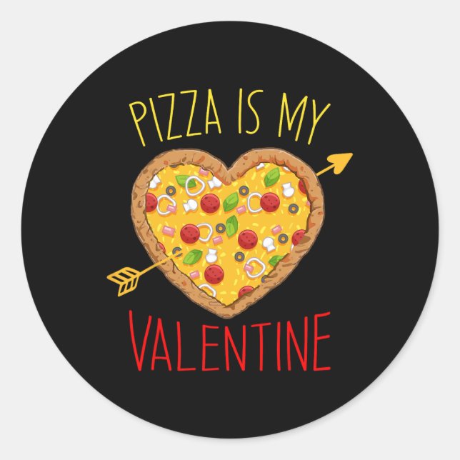 Sticker Rond Pizza Est Mon Amour De La Saint-Valentin Graphique (Devant)