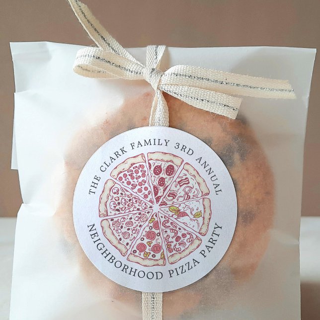 Sticker Rond Pizza, Événement Texte personnalisé à thème (Créateur téléchargé)