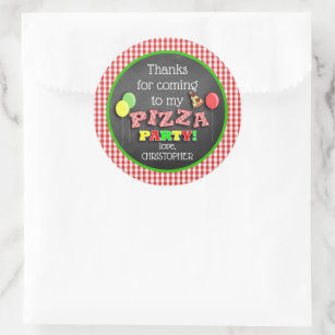 Sticker Rond Pizza fête anniversaire Merci