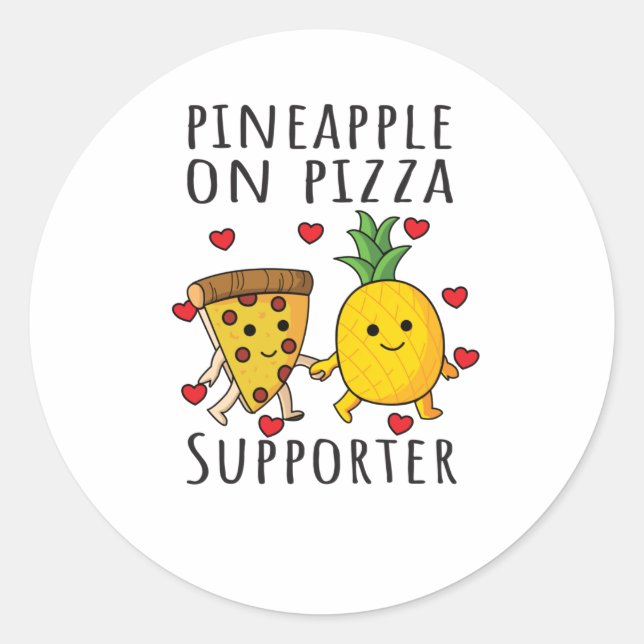 Sticker Rond Pizza Hawaii Pineapple Pizza Food (Devant)