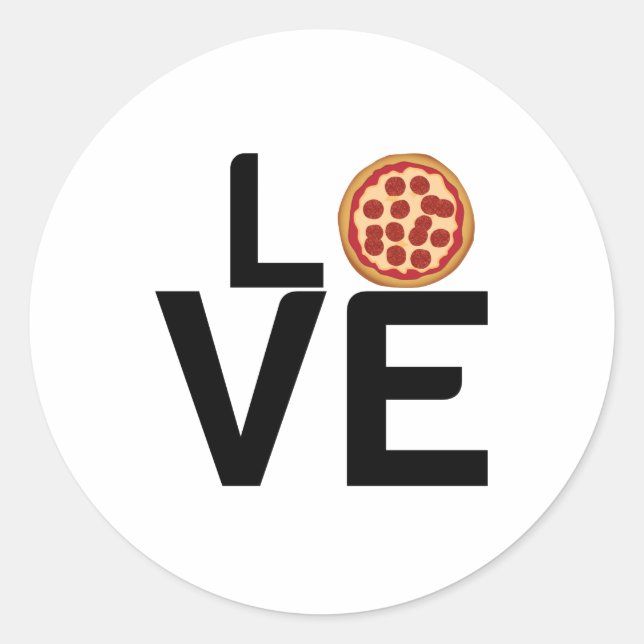 STICKER ROND PIZZA LOVE (Devant)