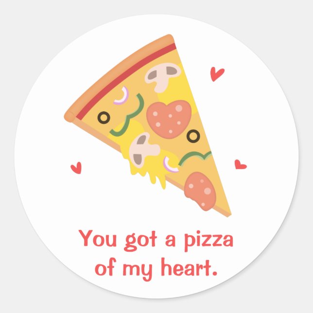 Sticker Rond Pizza mignonne de mon coeur Pun Amour Humour (Devant)