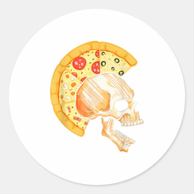 Sticker Rond Pizza Mohawk Rock Cheval Skull Skeleton Rocker (Devant)
