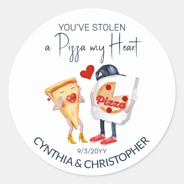 Sticker Rond Pizza My Heart Wedding (Devant)