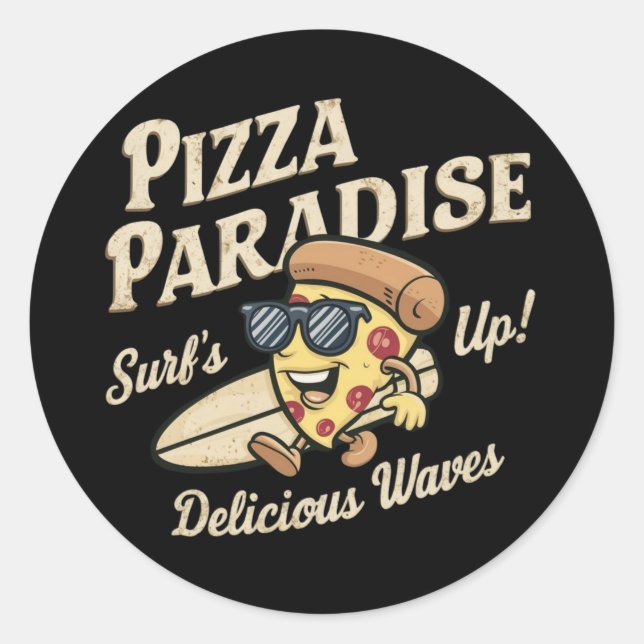 Sticker Rond Pizza Paradise (Devant)