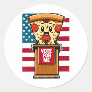 Sticker Rond pizza patriotique vote pour moi