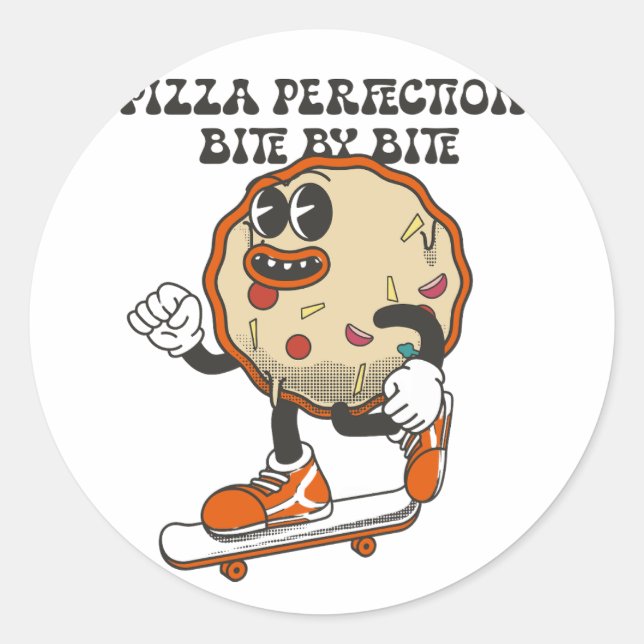 Sticker Rond Pizza perfection, morsure par morsure (Devant)