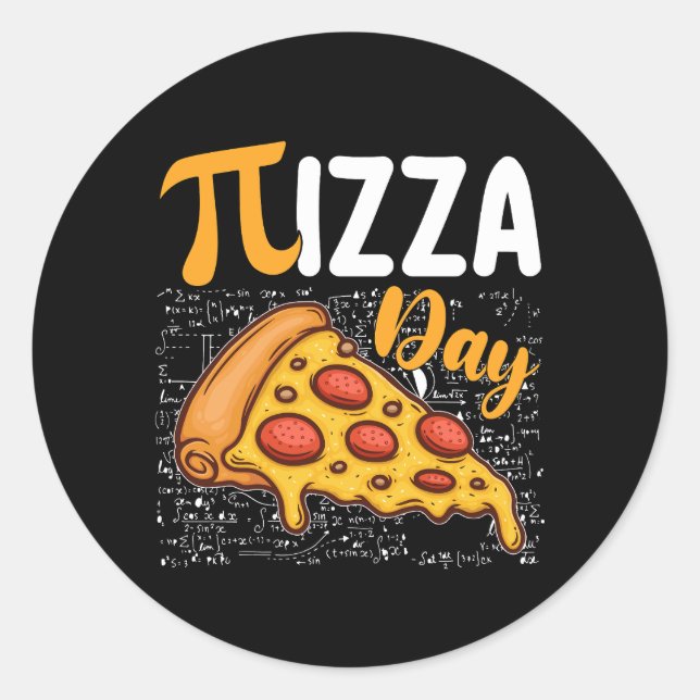 Sticker Rond Pizza Pi Day Mathématiques Amateurs (Devant)