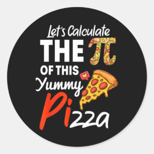Sticker Rond Pizza Pun De Jour National Funny Enseignant Math E