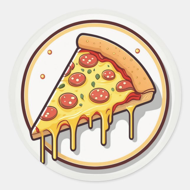 Sticker Rond Pizza Slice au fromage fondu (Devant)
