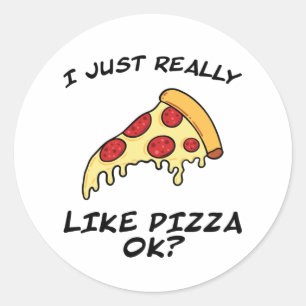 Sticker Rond Pizza tranche de pizza drôle dire fast-food cadeau