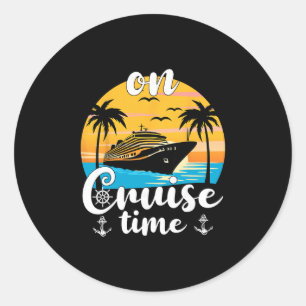 Sticker Rond Plage à l'heure des croisières Vacances d'été Fami
