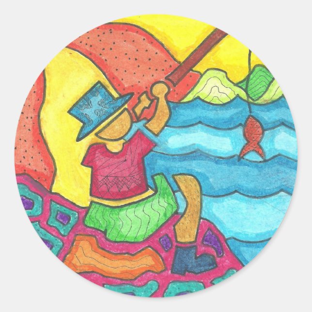 Sticker Rond Plage Abstraite (Devant)
