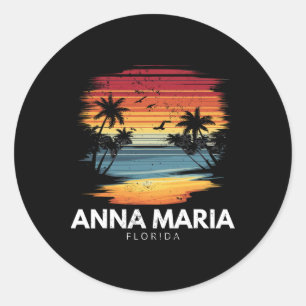 Sticker Rond Plage Anna Maria Floride Surfboard Surf Vintage