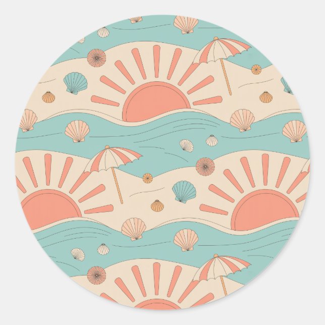 Sticker Rond Plage au coucher du soleil (Devant)
