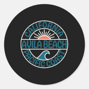 Sticker Rond Plage Avila Californie Front Et Retour