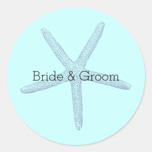 Sticker Rond Plage Blue Starfish