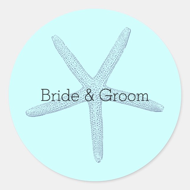 Sticker Rond Plage Blue Starfish (Devant)