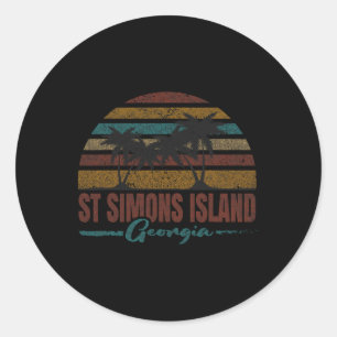 Sticker Rond Plage Côte Ville Vacances Souvenir St Simons Isl