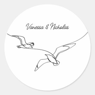 Sticker Rond Plage côtière Mariage vacances d'été Fiançailles 