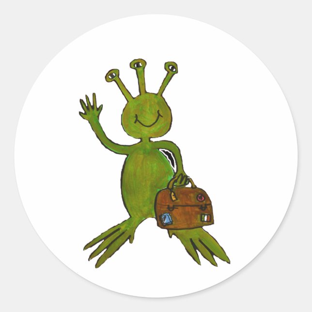 Sticker Rond Plage d'Aliens de visite (Devant)