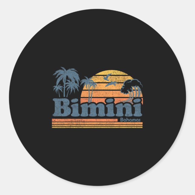 Sticker Rond Plage de Bimini Hamas Vacances d'été Soleil Rétro  (Devant)