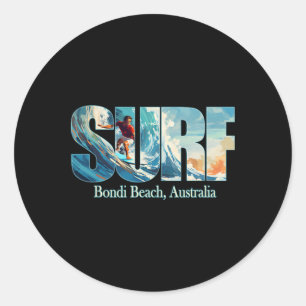 Sticker Rond Plage de Bondi Beach, Australie Surf Hommes Femmes