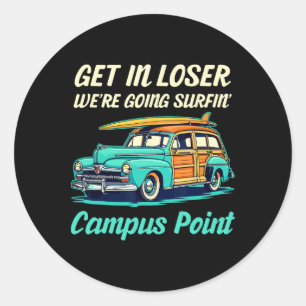 Sticker Rond Plage de Campus Point Californie Surf Femmes Homme