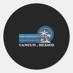 Sticker Rond Plage de Cancun Mexique Famille Vacances été Vinta