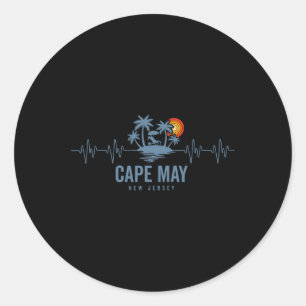Sticker Rond Plage de Cape May New Jersey Vintage années 80 Cou