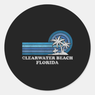 Sticker Rond Plage de Clearwater Floride Famille Vintage Été Va