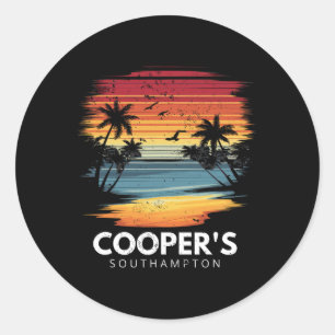 Sticker Rond Plage de Cooper Southampton Planche de surf Surfin