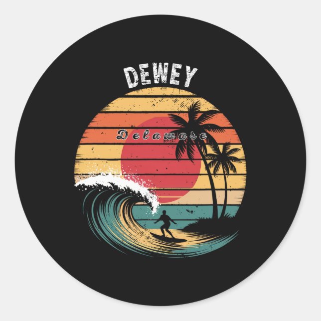 Sticker Rond Plage de Dewey Beach Delaware Surf  (Devant)