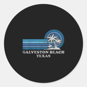 Sticker Rond Plage de Galveston Texas Vacances d'été en famille