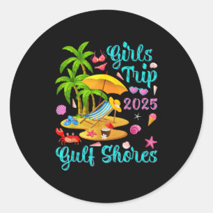 Sticker Rond Plage de Gulf Shores Alabama Vacances d'été Filles