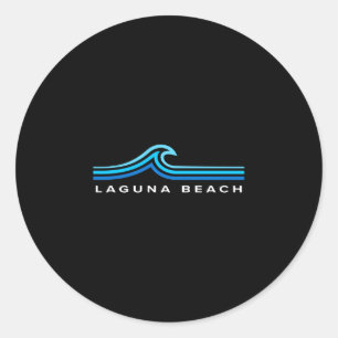 Sticker Rond plage de Laguna ca vagues vintage hommes femmes ga
