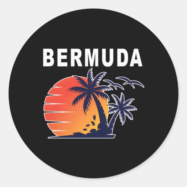 Sticker Rond Plage De L'Île Tropicale Aux Bermudes (Devant)