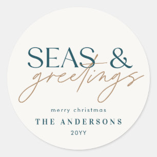 Sticker Rond plage de l'océan moderne photo famille