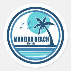 Sticker Rond Plage de Madeira Floride Palmiers Oiseaux