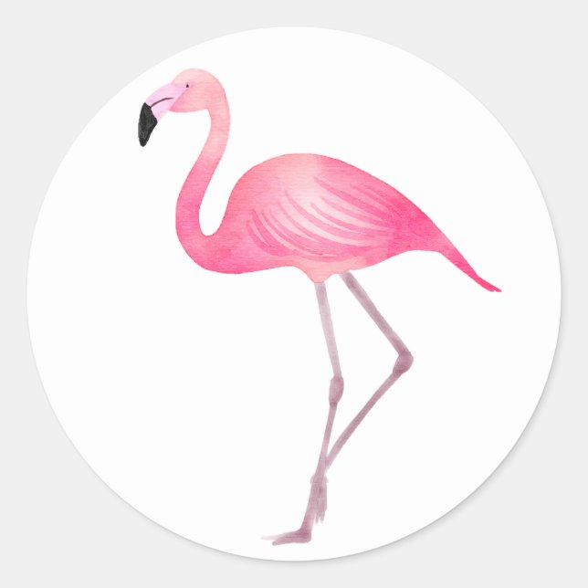 Sticker Rond Plage de Mariage Flamant rose rose tropical de la  (Devant)