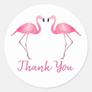Sticker Rond Plage de Merci de Flamant rose rose tropicale