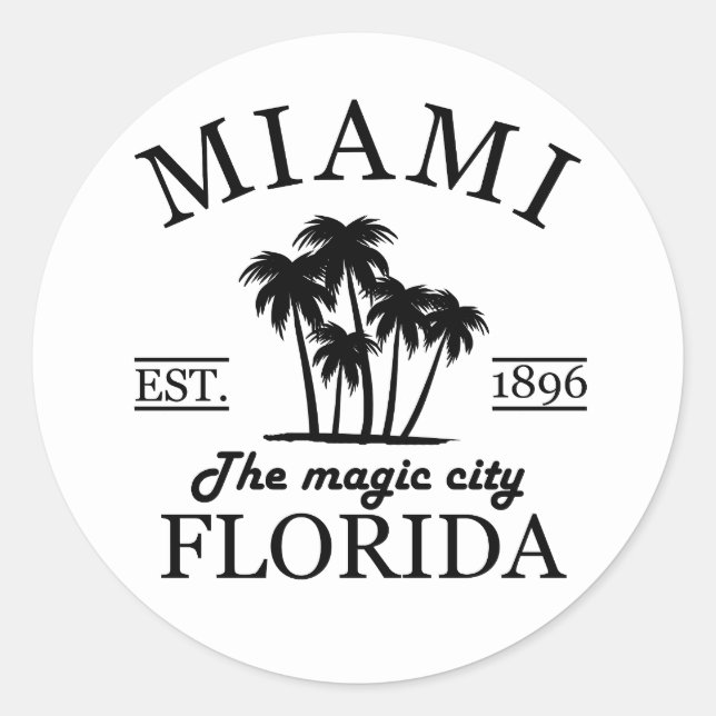 Sticker Rond Plage de Miami City en Floride (Devant)